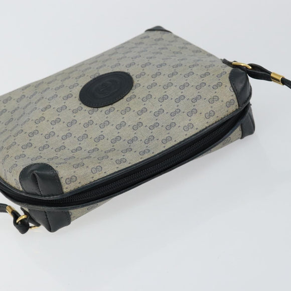 GUCCI Micro GG Canvas Bag PVC Leather Navy Gold 007 115 0093 Auth ar13754