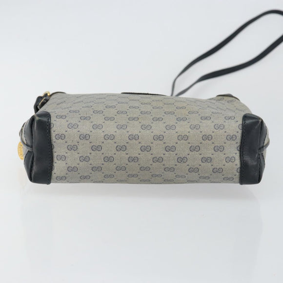 GUCCI Micro GG Canvas Bag PVC Leather Navy Gold 007 115 0093 Auth ar13754