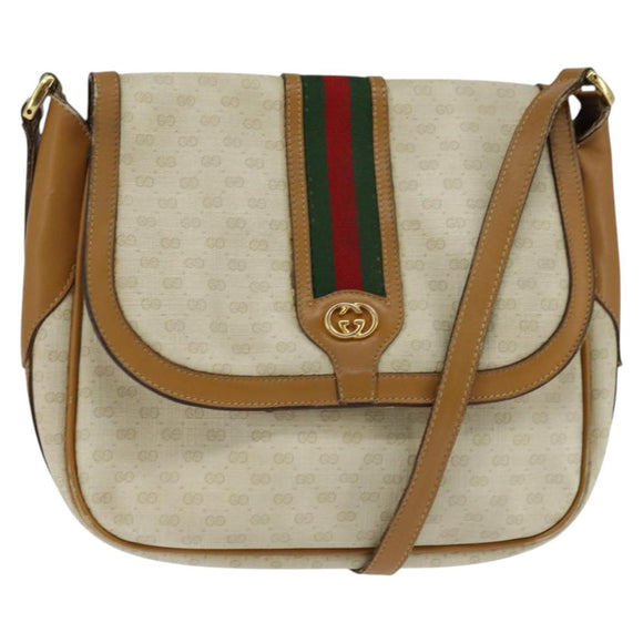 GUCCI Micro GG Supreme Web Sherry Line Bag PVC Beige 001 115 0914 Auth ar13755