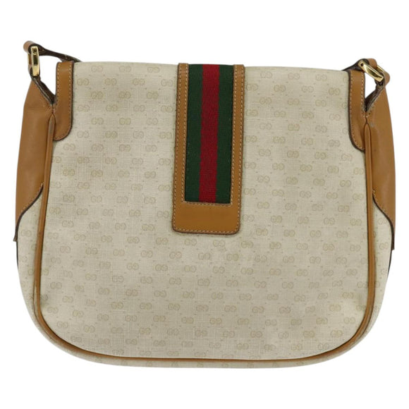 GUCCI Micro GG Supreme Web Sherry Line Bag PVC Beige 001 115 0914 Auth ar13755