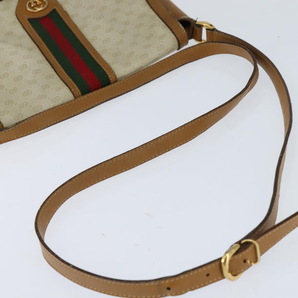 GUCCI Micro GG Supreme Web Sherry Line Bag PVC Beige 001 115 0914 Auth ar13755