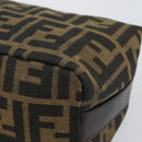 FENDI Zucca Canvas Vanity Hand Bag Black Brown Auth ar13759-15