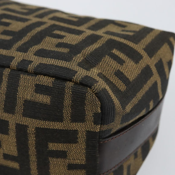 FENDI Zucca Canvas Vanity Hand Bag Black Brown Auth ar13759