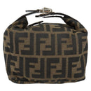 FENDI Zucca Canvas Vanity Hand Bag Black Brown Auth ar13759-13