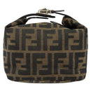 FENDI Zucca Canvas Vanity Hand Bag Black Brown Auth ar13759-2