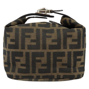 FENDI Zucca Canvas Vanity Hand Bag Black Brown Auth ar13759 - 0