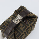 FENDI Zucca Canvas Vanity Hand Bag Black Brown Auth ar13759-5