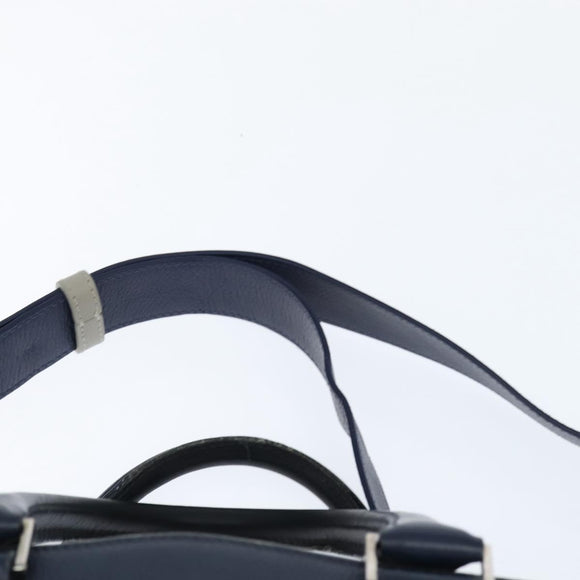 Christian Dior Business Bag Leather 2ways Navy Silver Auth ar13763