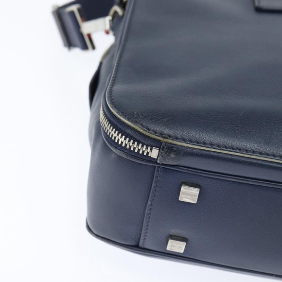 Christian Dior Business Bag Leather 2ways Navy Silver Auth ar13763