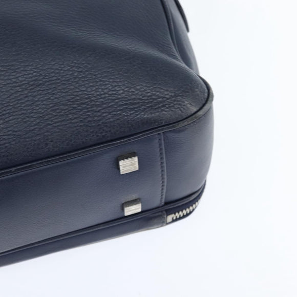 Christian Dior Business Bag Leather 2ways Navy Silver Auth ar13763