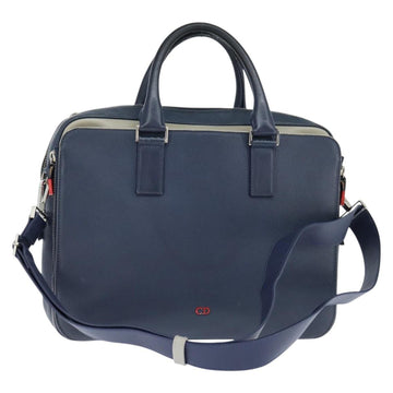 Christian Dior Business Bag Leather 2ways Navy Silver Auth ar13763