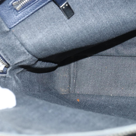 Christian Dior Business Bag Leather 2ways Navy Silver Auth ar13763