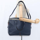 Christian Dior Business Bag Leather 2ways Navy Silver Auth ar13763-25