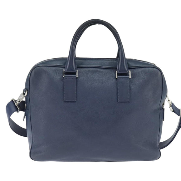 Christian Dior Business Bag Leather 2ways Navy Silver Auth ar13763