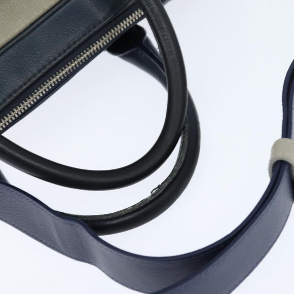 Christian Dior Business Bag Leather 2ways Navy Silver Auth ar13763