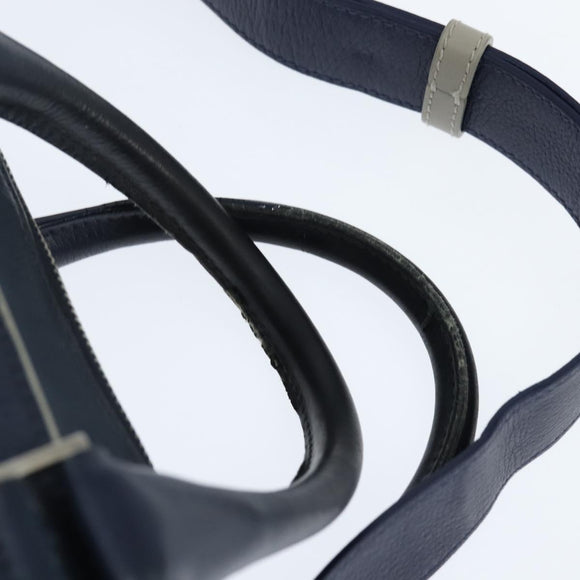 Christian Dior Business Bag Leather 2ways Navy Silver Auth ar13763