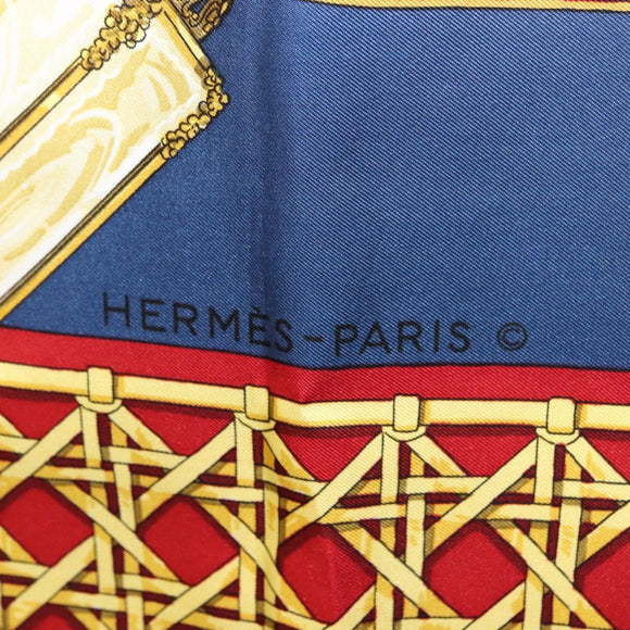 HERMES Carre 90 Scarf ""FEUX DE ROUTE"" Silk Blue Auth ar13764
