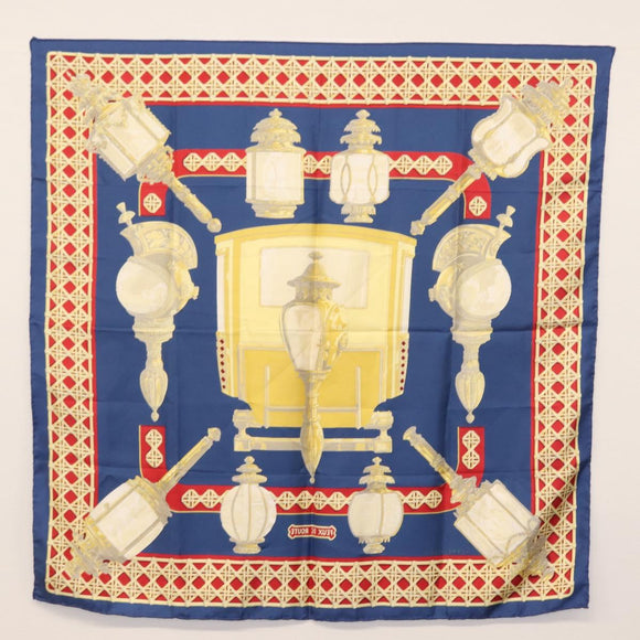 HERMES Carre 90 Scarf ""FEUX DE ROUTE"" Silk Blue Auth ar13764