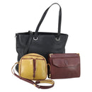 CARTIER Must Line Clutch Bag Leather 3 Set Bordeaux Black beige Auth ar13766-1