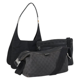 GUCCI GG Canvas Bag Canvas nylon 3 Set Black Auth ar13767