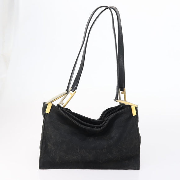 FENDI Pecan Bag Canvas Coated Canvas 3 Set Black Brown Auth ar13768