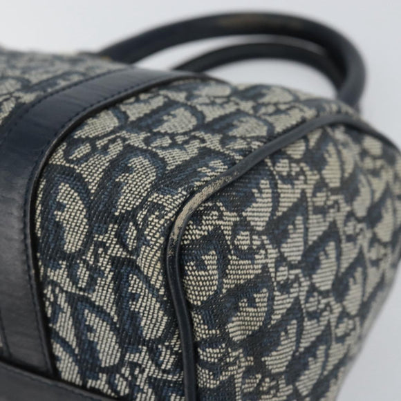 Christian Dior Trotter Canvas Mini Boston Bag Navy Gold Auth ar13772