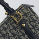 Christian Dior Trotter Canvas Mini Boston Bag Navy Gold Auth ar13772-17