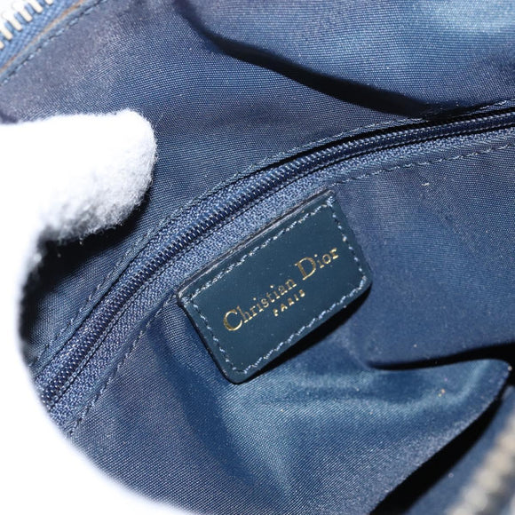 Christian Dior Trotter Canvas Mini Boston Bag Navy Gold Auth ar13772