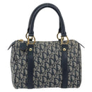 Christian Dior Trotter Canvas Mini Boston Bag Navy Gold Auth ar13772-13