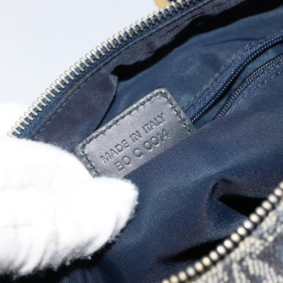 Christian Dior Trotter Canvas Mini Boston Bag Navy Gold Auth ar13772