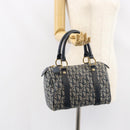Christian Dior Trotter Canvas Mini Boston Bag Navy Gold Auth ar13772-23