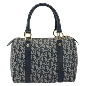 Christian Dior Trotter Canvas Mini Boston Bag Navy Gold Auth ar13772 - 0
