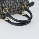 Christian Dior Trotter Canvas Mini Boston Bag Navy Gold Auth ar13772-7