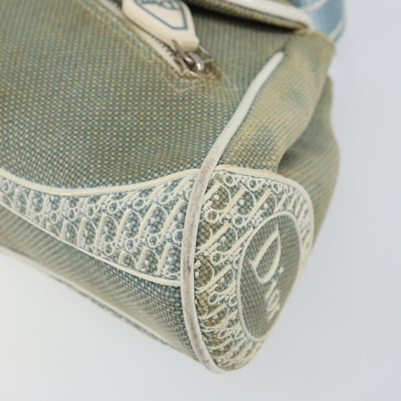 Christian Dior Trotter Canvas Shoulder Bag Light Blue Silver Auth ar13773