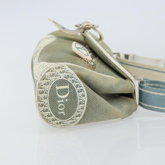 Christian Dior Trotter Canvas Shoulder Bag Light Blue Silver Auth ar13773