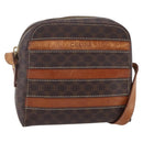 CELINE Macadam Canvas Shoulder Bag PVC Leather Brown Gold Auth ar13775-1