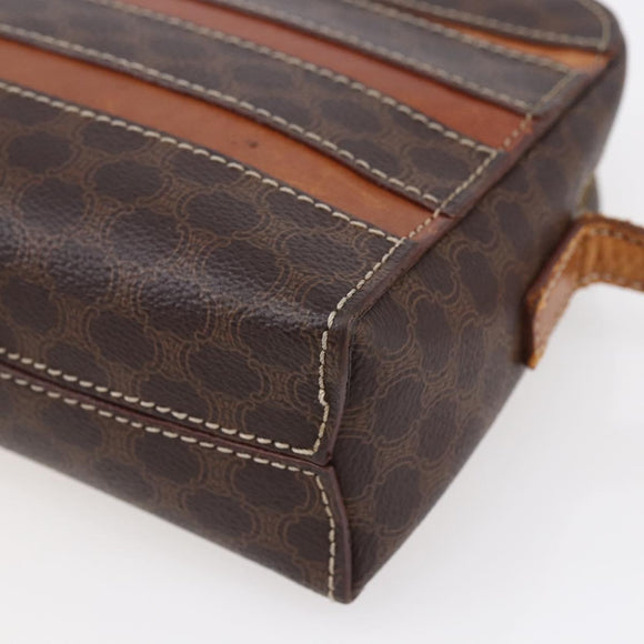 CELINE Macadam Canvas Shoulder Bag PVC Leather Brown Gold Auth ar13775