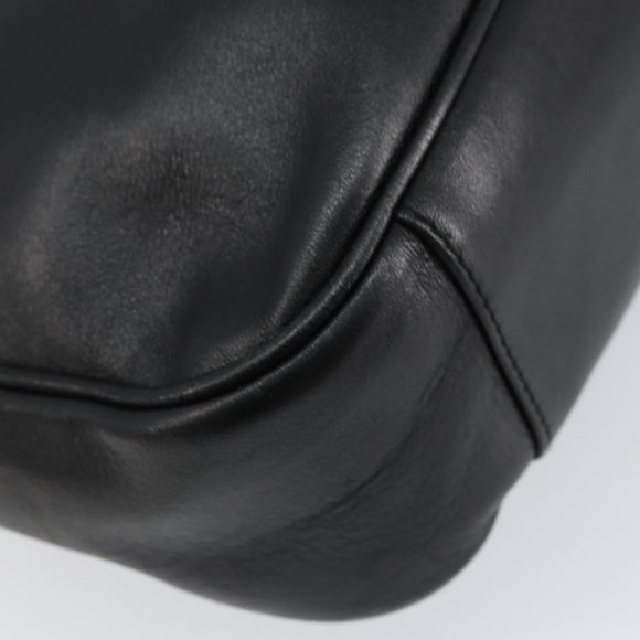 GUCCI Bamboo Shoulder Bag Leather Black Silver 001 1638 Auth ar13776