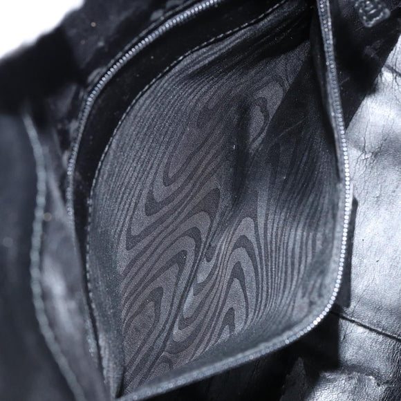 GUCCI Bamboo Shoulder Bag Leather Black Silver 001 1638 Auth ar13776