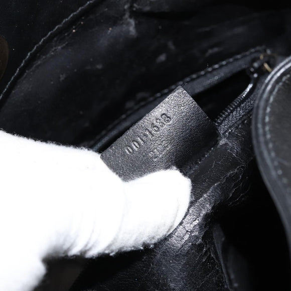 GUCCI Bamboo Shoulder Bag Leather Black Silver 001 1638 Auth ar13776