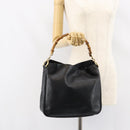 GUCCI Bamboo Shoulder Bag Leather Black Silver 001 1638 Auth ar13776-21