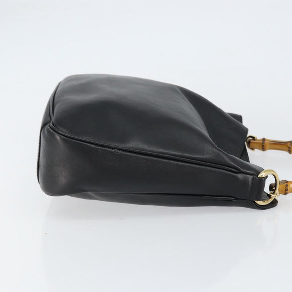 GUCCI Bamboo Umhängetasche Leder Schwarz Silber 001 1638 Auth ar13776