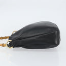 GUCCI Bamboo Umhängetasche Leder Schwarz Silber 001 1638 Auth ar13776-4
