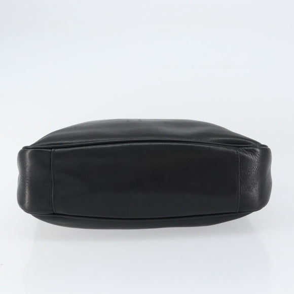 GUCCI Bamboo Shoulder Bag Leather Black Silver 001 1638 Auth ar13776