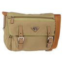 PRADA Shoulder Bag Nylon Beige Silver Auth ar13777-1