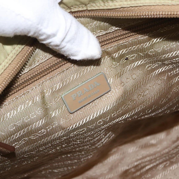 PRADA Shoulder Bag Nylon Beige Silver Auth ar13777