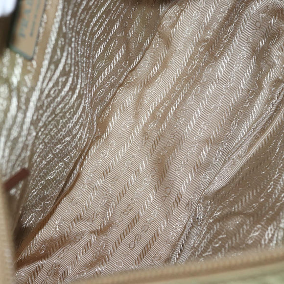 PRADA Shoulder Bag Nylon Beige Silver Auth ar13777