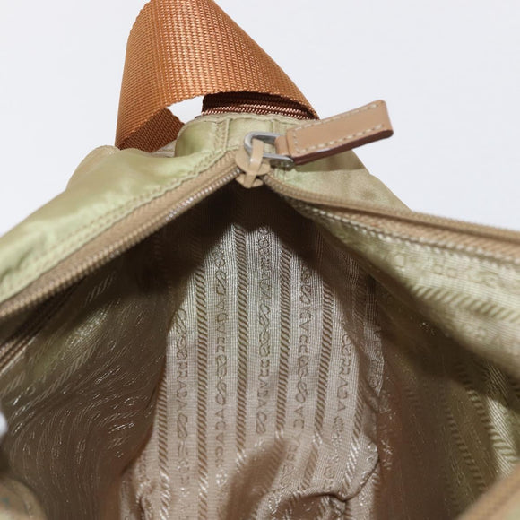 PRADA Shoulder Bag Nylon Beige Silver Auth ar13777