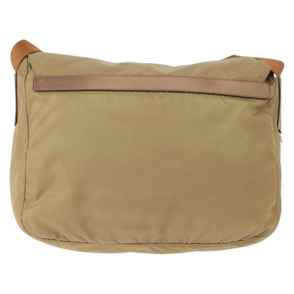 PRADA Shoulder Bag Nylon Beige Silver Auth ar13777