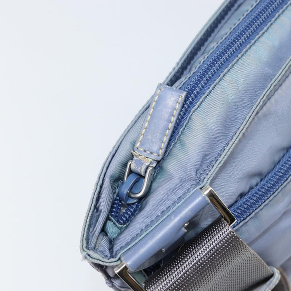 PRADA Umhängetasche Nylon Hellblau Silber Auth ar13778